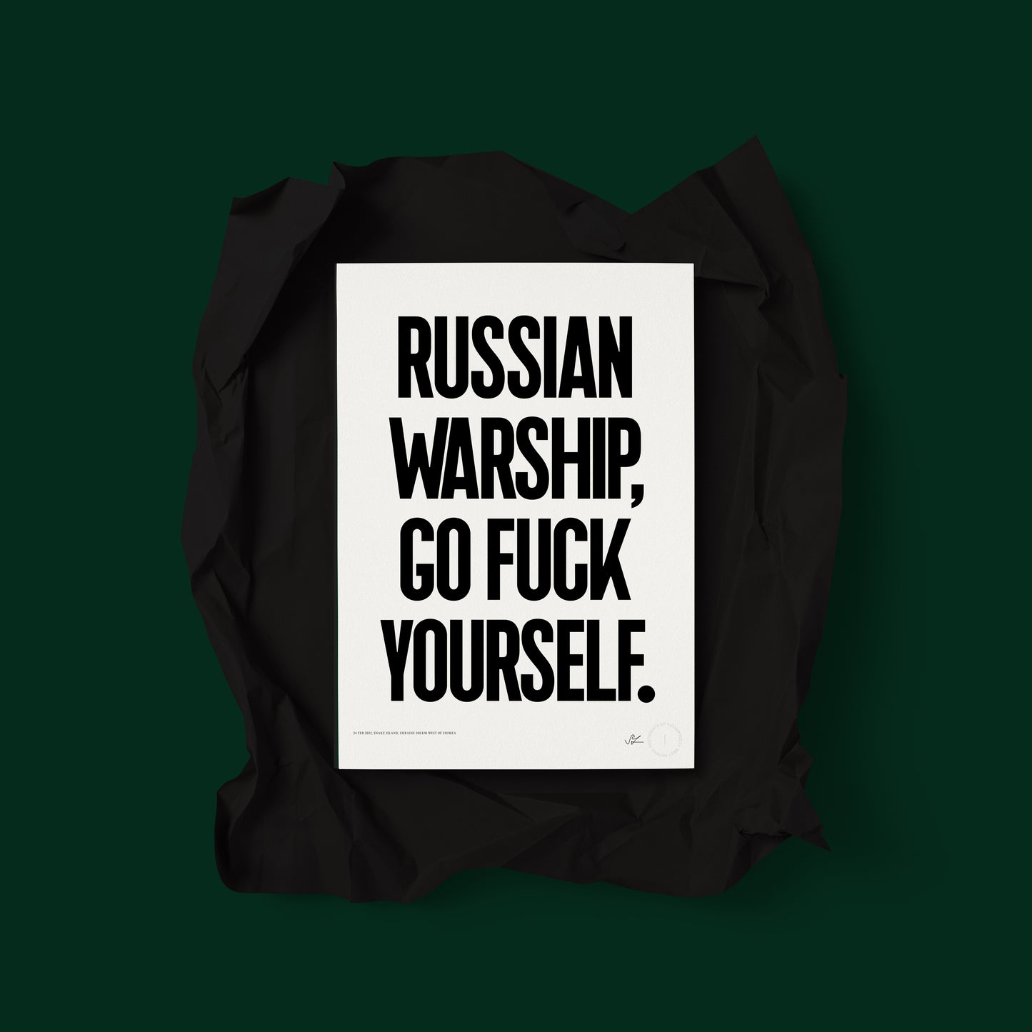 RUSSIAN WARSHIP, GO FUCK YOURSELF — Limited Edition #2 Screenprint by Sascha Lobe